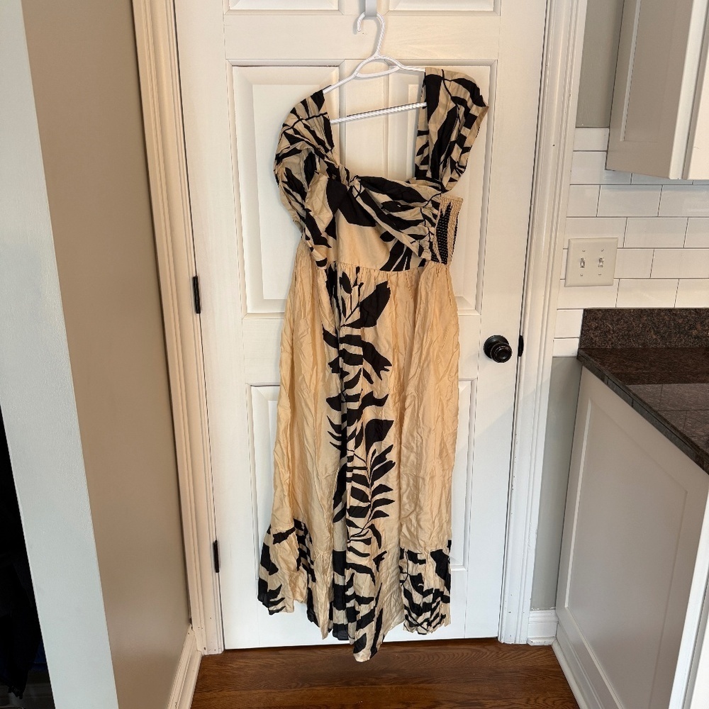 New! Anthropologie LetMeBe Palm Printed One Shoulder Maxi Dress 45477 - Picture 5 of 14